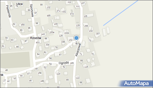 Rzozów, Wesoła, 1, mapa Rzozów