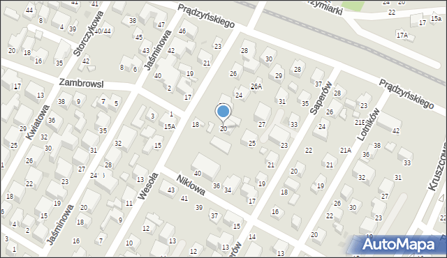 Siedlce, Wesoła, 20, mapa Siedlce