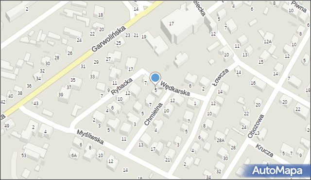 Siedlce, Wędkarska, 5, mapa Siedlce