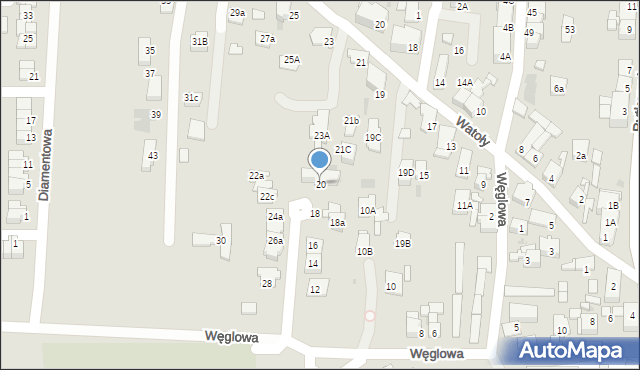 Siemianowice Śląskie, Węglowa, 20, mapa Siemianowice Śląskie