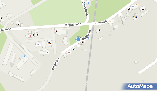 Sosnowiec, Węglowa, 12, mapa Sosnowca