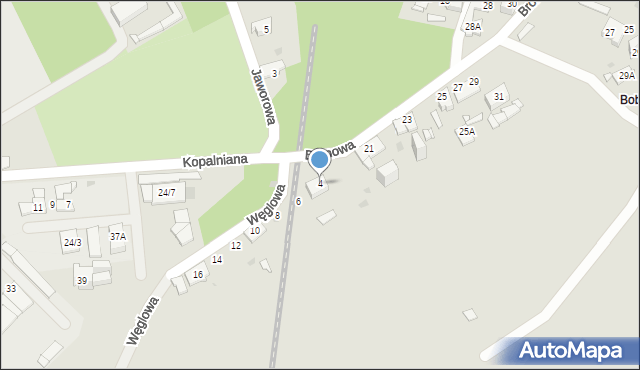 Sosnowiec, Węglowa, 4, mapa Sosnowca