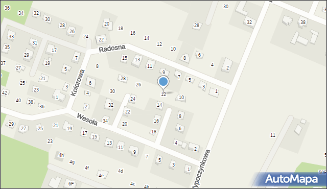 Stęszewko, Wesoła, 12, mapa Stęszewko