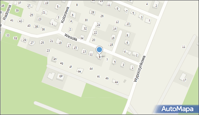 Stęszewko, Wesoła, 9, mapa Stęszewko