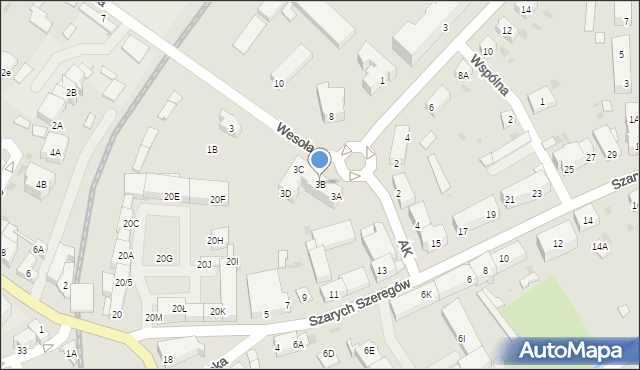 Strzegom, Wesoła, 3B, mapa Strzegom