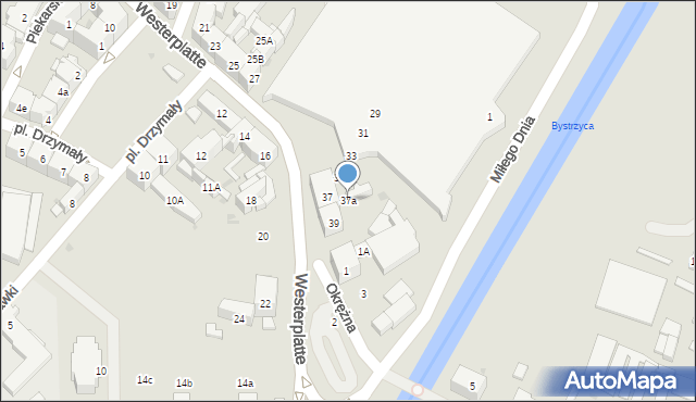 Świdnica, Westerplatte, 37a, mapa Świdnicy