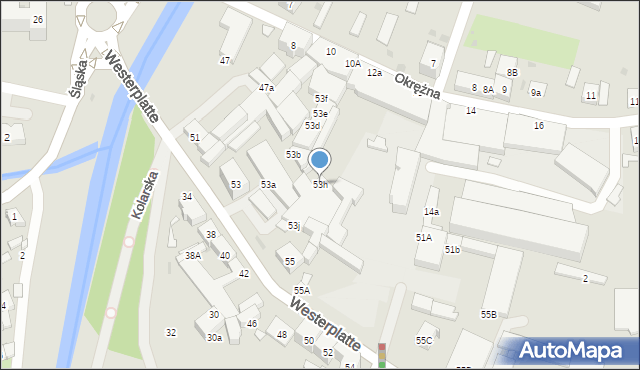 Świdnica, Westerplatte, 53h, mapa Świdnicy