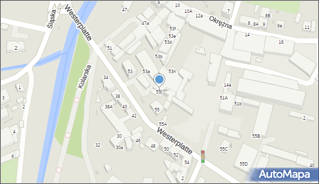 Świdnica, Westerplatte, 53j, mapa Świdnicy