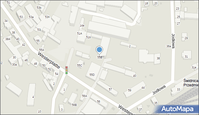 Świdnica, Westerplatte, 55B, mapa Świdnicy