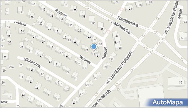 Świdnik, Wesoła, 3, mapa Świdnika