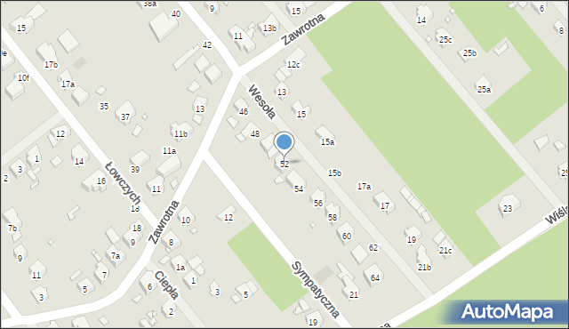 Szczecin, Wesoła, 52, mapa Szczecina