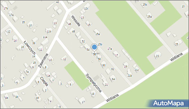 Szczecin, Wesoła, 56, mapa Szczecina