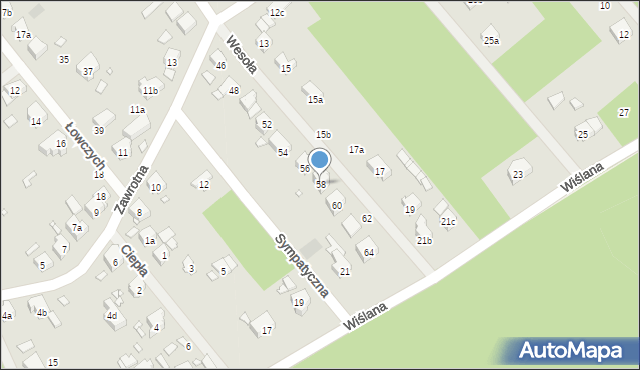 Szczecin, Wesoła, 58, mapa Szczecina