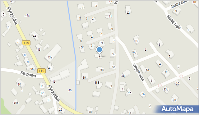 Szczecin, Wędrowna, 5, mapa Szczecina