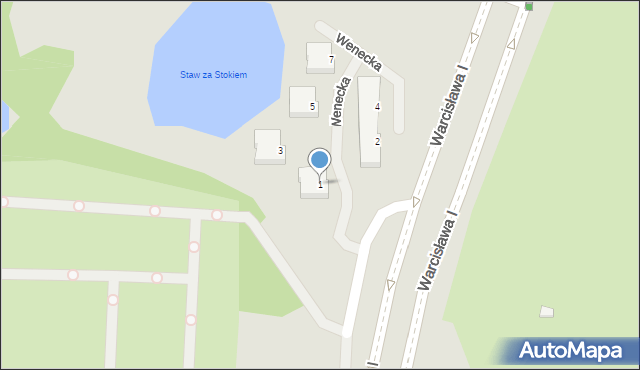 Szczecin, Wenecka, 1, mapa Szczecina