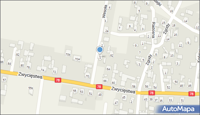 Tąpkowice, Wesoła, 1, mapa Tąpkowice