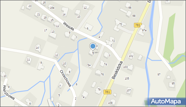 Targanice, Wesoła, 5, mapa Targanice