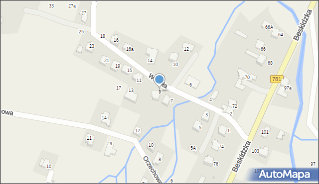 Targanice, Wesoła, 9, mapa Targanice