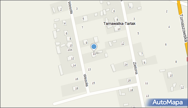 Tarnawatka-Tartak, Wesoła, 11, mapa Tarnawatka-Tartak