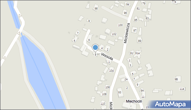 Tarnobrzeg, Wesoła, 3, mapa Tarnobrzegu