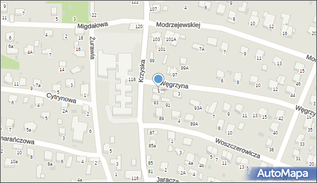 Tarnów, Węgrzyna Józefa, 1, mapa Tarnów