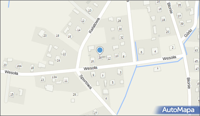 Trześń, Wesoła, 14, mapa Trześń
