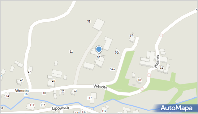 Ustroń, Wesoła, 55, mapa Ustroń