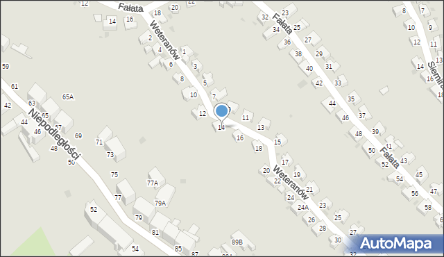 Wałbrzych, Weteranów, 14, mapa Wałbrzycha