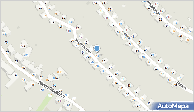 Wałbrzych, Weteranów, 23, mapa Wałbrzycha