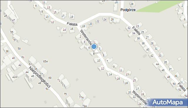 Wałbrzych, Weteranów, 8, mapa Wałbrzycha