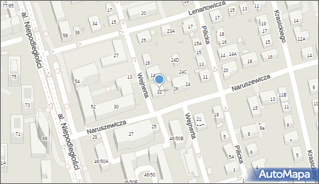 Warszawa, Wejnerta Aleksandra, 12, mapa Warszawy