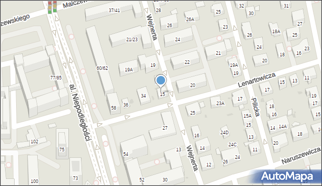 Warszawa, Wejnerta Aleksandra, 15A, mapa Warszawy