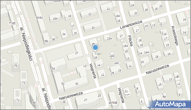 Warszawa, Wejnerta Aleksandra, 16A, mapa Warszawy