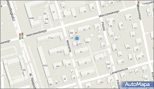 Warszawa, Wejnerta Aleksandra, 26, mapa Warszawy