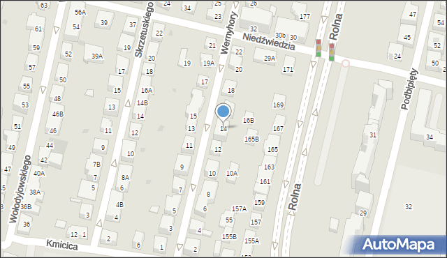 Warszawa, Wernyhory, 14, mapa Warszawy