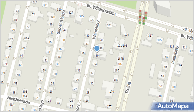 Warszawa, Wernyhory, 36, mapa Warszawy