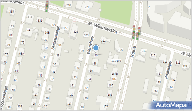 Warszawa, Wernyhory, 40, mapa Warszawy