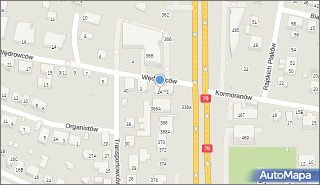 Warszawa, Wędrowców, 1A, mapa Warszawy