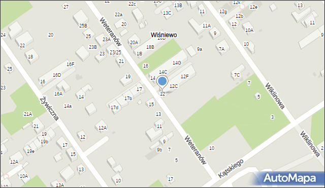 Warszawa, Weteranów, 12, mapa Warszawy