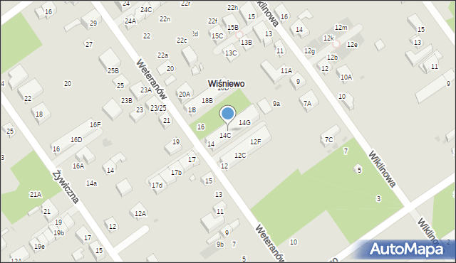 Warszawa, Weteranów, 14D, mapa Warszawy