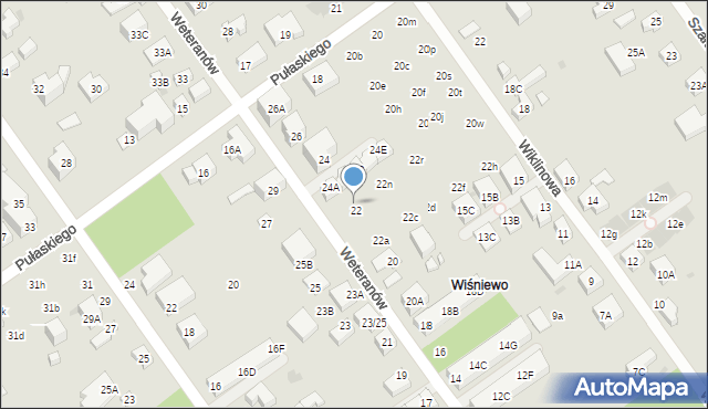 Warszawa, Weteranów, 22l, mapa Warszawy