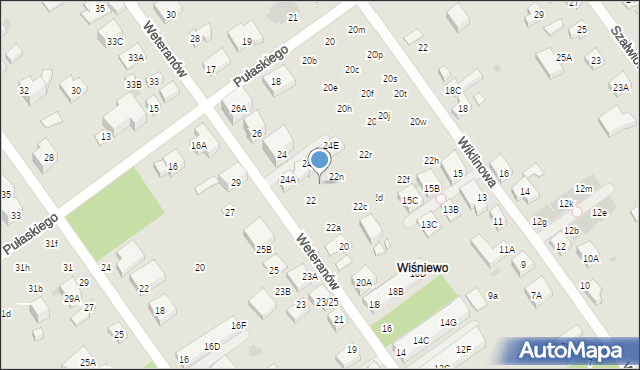 Warszawa, Weteranów, 22m, mapa Warszawy