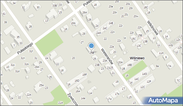 Warszawa, Weteranów, 25B, mapa Warszawy