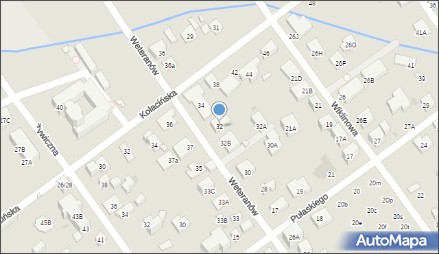 Warszawa, Weteranów, 32, mapa Warszawy