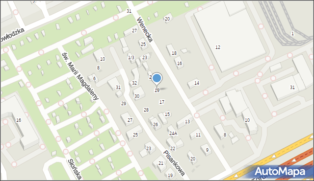 Warszawa, Wenecka, 19, mapa Warszawy