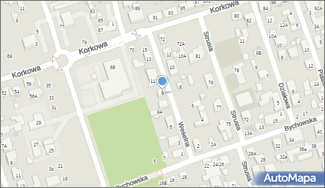 Warszawa, Weselna, 9, mapa Warszawy