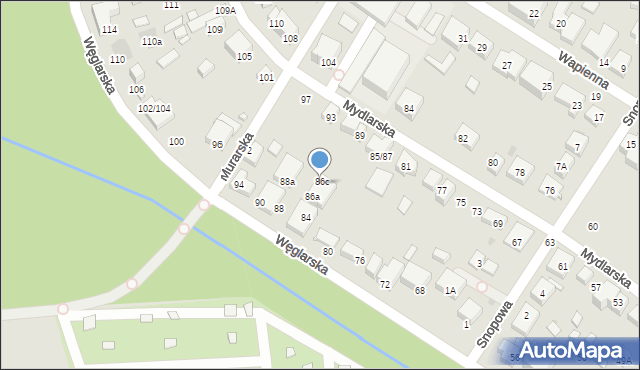 Warszawa, Węglarska, 86b, mapa Warszawy