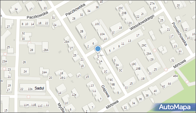 Warszawa, Wesołowskiego Bronisława, 1, mapa Warszawy