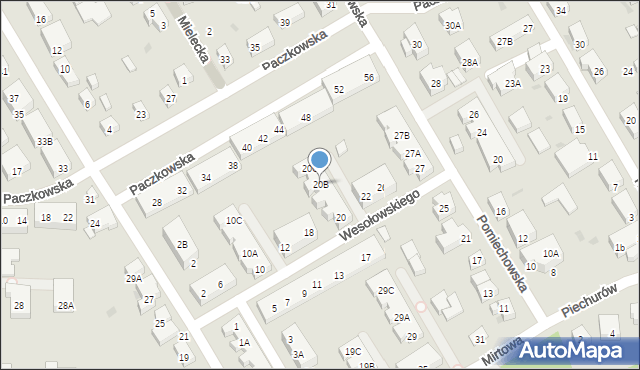 Warszawa, Wesołowskiego Bronisława, 20B, mapa Warszawy