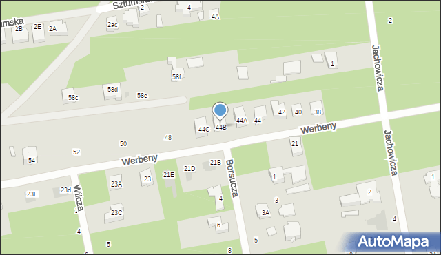 Warszawa, Werbeny, 44B, mapa Warszawy